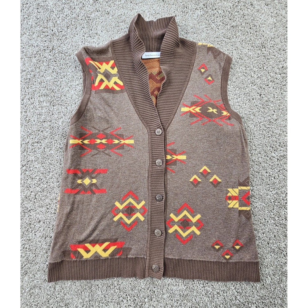 Breckenridge Sweater Vest Cardigan Tribal Button Up Southwestern Women's Medium‎